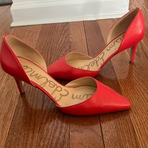 Sam Edelman telsa d’orsay pumps red orange leather size 9.5